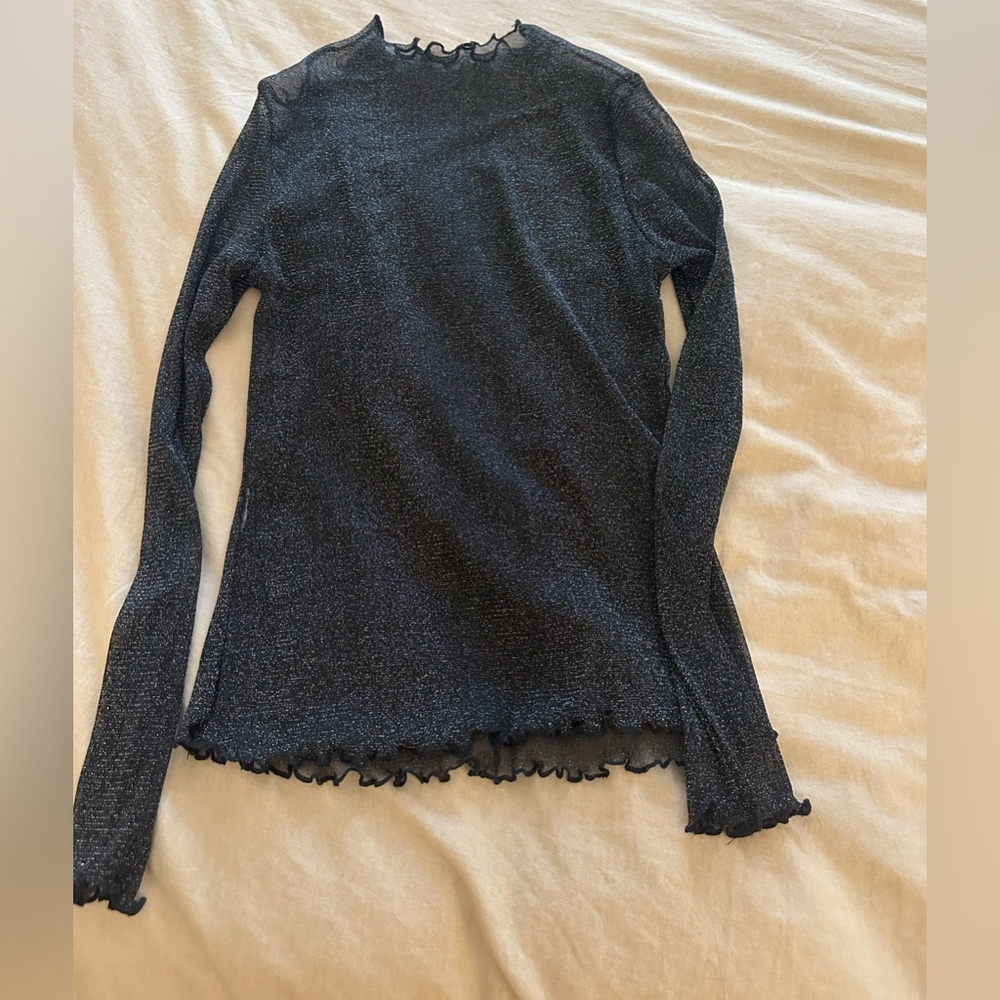 Sheer Sparkly Mock Turtleneck Top - New Years Eve Outfits